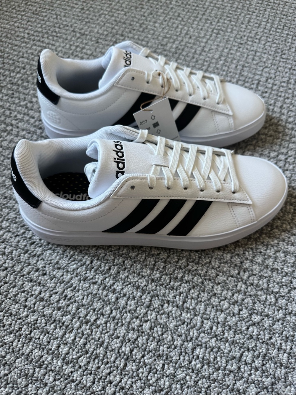 adidas Grand Court 2.0 Womens White/Black Casual Sneakers - Picture 3 of 5